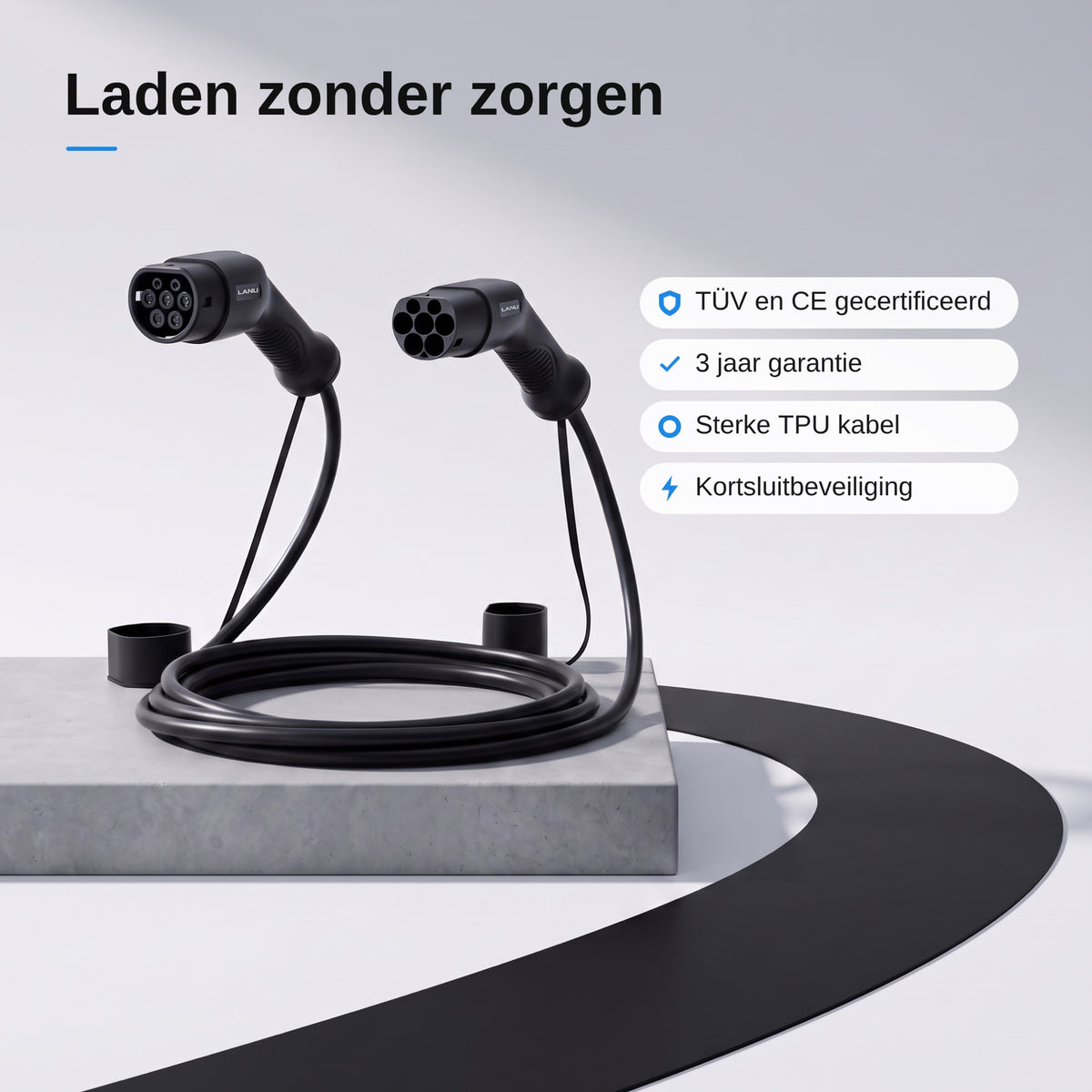 Laden zonder zorgen: TÜV en CE, 3 jaar garantie, sterke TPU-kabel