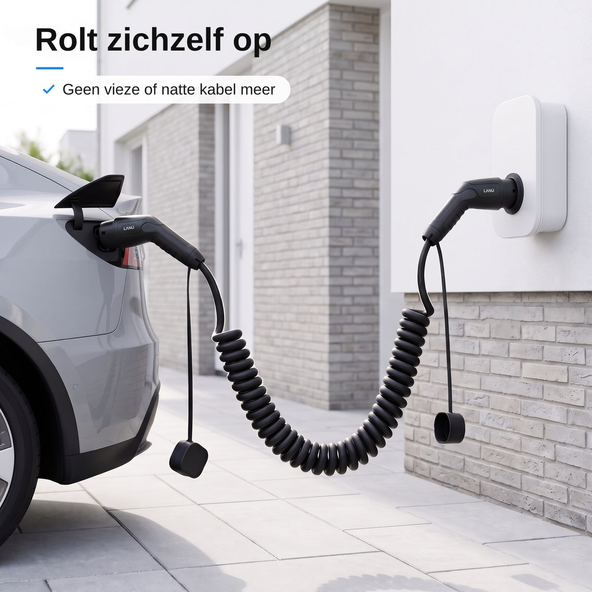 Rolt zichzelf op: geen kabel op de grond